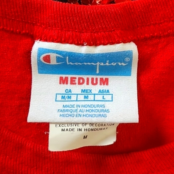 Vintage Y2K Champion Front & Back Logo Spellout Red Tee Tshirt Mens Size Medium - Picture 14 of 15